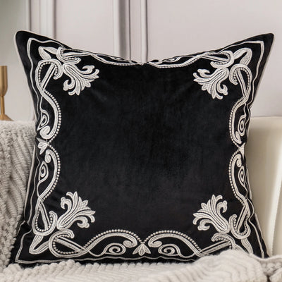 Luxury European Flowers Embroidery Throw Pillow Case