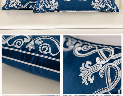 Luxury European Flowers Embroidery Throw Pillow Case