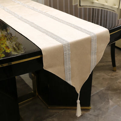 Beige Tassel Table Runner