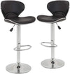 Set of 2 Leather Swivel Bar Stools with Adjustable Counter Height