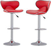 Set of 2 Leather Swivel Bar Stools with Adjustable Counter Height