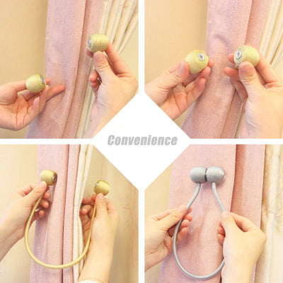 Magnetic Ball Curtain Tie Backs – Strong Hold, No Drilling, Stylish Rope Design