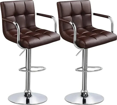 Adjustable Seat Height PU Leather Barstool Set of 2