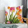 Pink Tulip Floral Decorative Pillow Cover