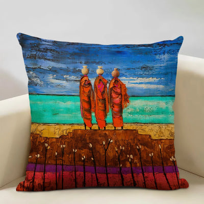 African National Style Oil Painting Cushion Cover