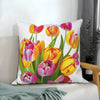 Pink Tulip Floral Decorative Pillow Cover