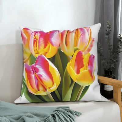 Pink Tulip Floral Decorative Pillow Cover