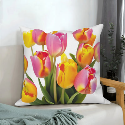 Pink Tulip Floral Decorative Pillow Cover