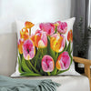 Pink Tulip Floral Decorative Pillow Cover