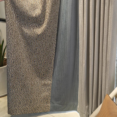 Gray Pattern Velvet Blackout Curtain