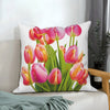 Pink Tulip Floral Decorative Pillow Cover