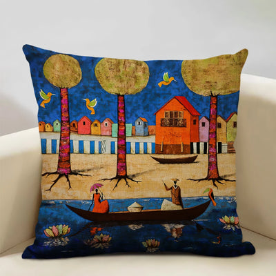 African National Style Oil Painting Cushion Cover