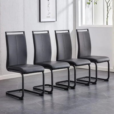 Set of 8 Sturdy Chrome Leather Dining Chairs