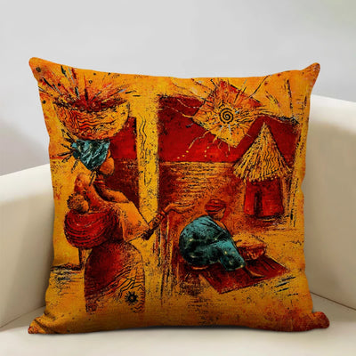 African National Style Oil Painting Cushion Cover