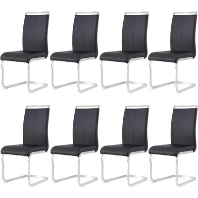 Set of 8 Sturdy Chrome Leather Dining Chairs