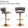 Velvet Bar Stools with Low Back and Swivel – Gold Upholstery for Kitchen Island and Bar