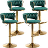 Velvet Bar Stools with Low Back and Swivel – Gold Upholstery for Kitchen Island and Bar