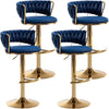 Velvet Bar Stools with Low Back and Swivel – Gold Upholstery for Kitchen Island and Bar