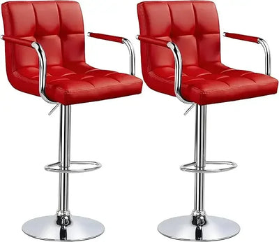 Adjustable Seat Height PU Leather Barstool Set of 2