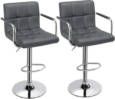 Adjustable Seat Height PU Leather Barstool Set of 2