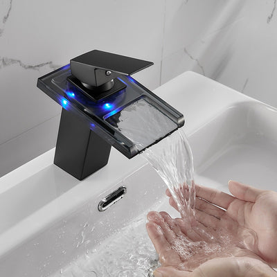 LED Glass Widespread Faucet