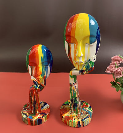 Colorful Women Face Art Statue